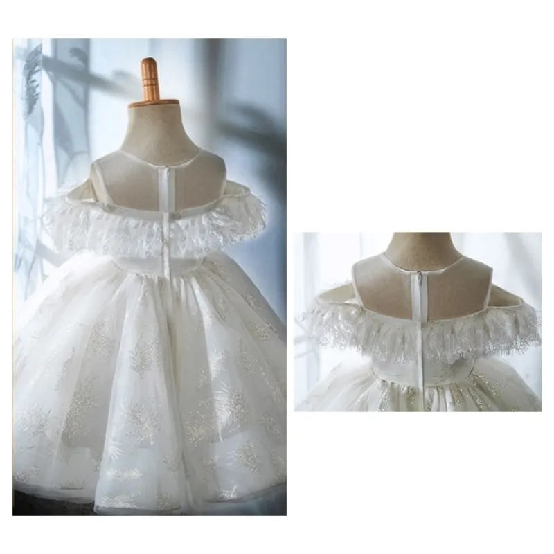 Baby Girl Princess Lace Fly Sleeve Tutu Dress Infant Toddler Teen Vintage Vestido Party Pageant Birthday Baby Clothes 1-14Y