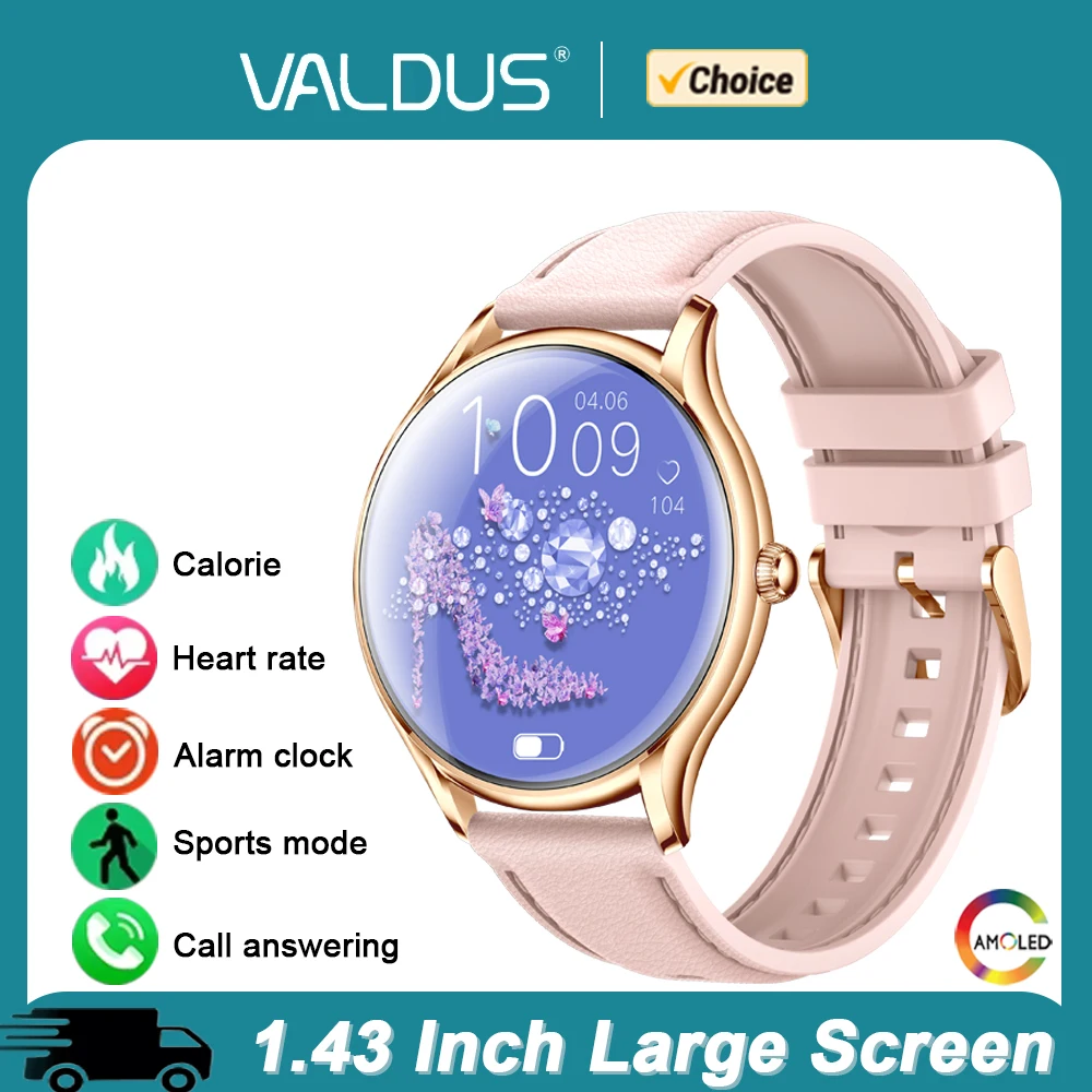 

VALDUS Смарт-часы для женщин Фитнес AMOLED-экран Bluetooth Вызов Водонепроницаемые Длительный срок службы батареи Спорт 2025 Новые умные часы VL55