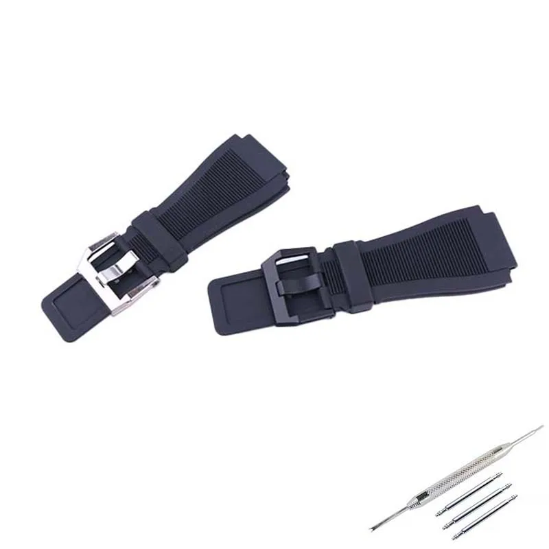 24mm Men and Women Rubber watch band belt buckle Compatible for Bell Ross BR01/BR03 soft silicone watch strap chain accessories - Image 6
