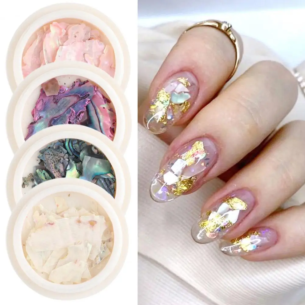 1 Box Manicure Decor Irregular Shape Sparkling 3D Abalone Natural Sea Shell Fragments Nail Art Sequins Decoration Nail Charms