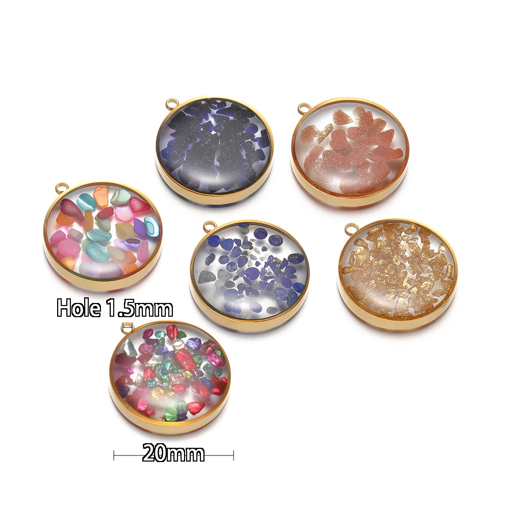 4 Stück Edelstahl 20mm Runde Transparente Glas-Emaille-Blumenanhänger für DIY Schmuckherstellung von Halsketten, Anhängern, Armbändern und Ohrringen – Detail 3