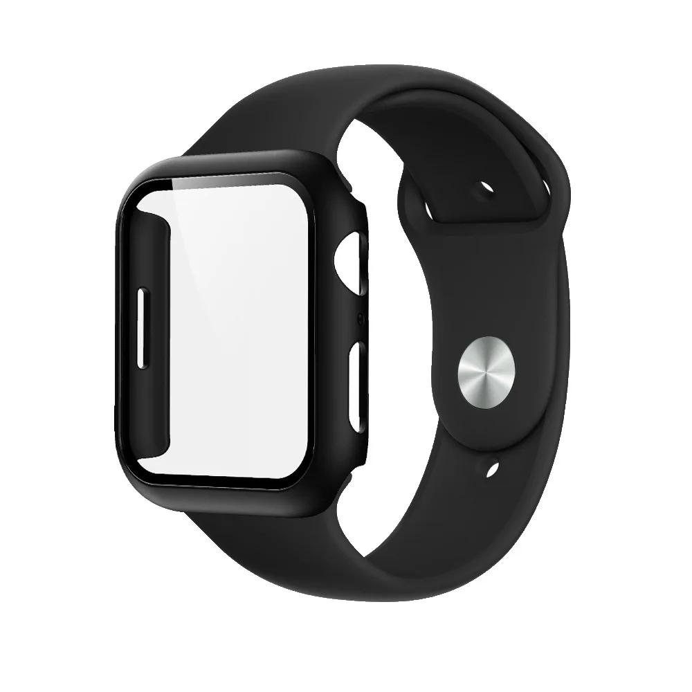 Cristal, funda y correa para Apple Watch, pulsera deportiva de silicona para iWatch 5, 6, SE, 7, 8, 9, de 49mm, 44mm, 40mm, 45mm, 41mm, 38mm, 42mm