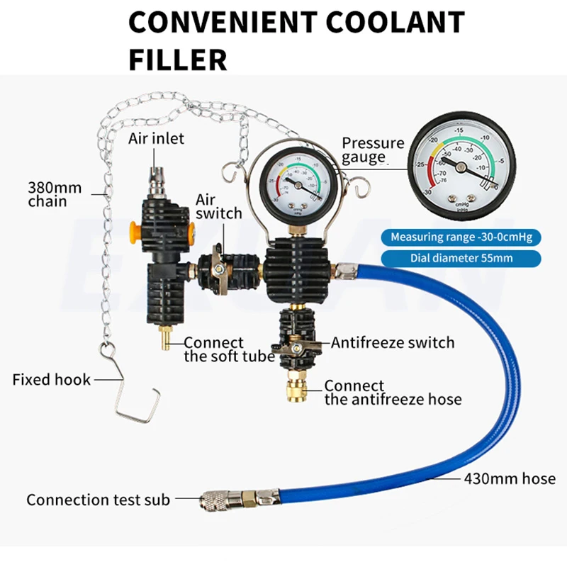 28Pcs Car Water Tank Leak Detector Gauges Pressure Gauges Cooling Systems Pressure Tool Antifreeze Cooling Replacement Injectors