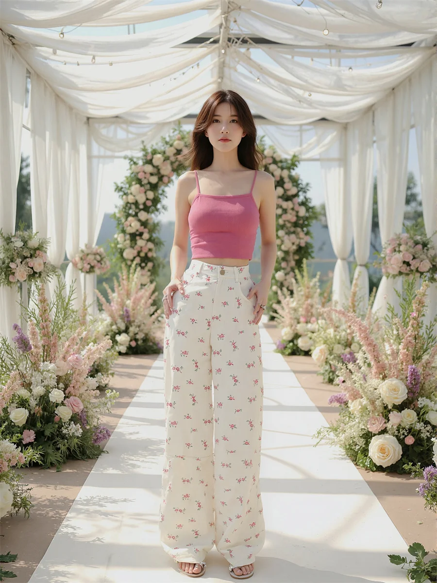 Süße Blumen Hohe Taille Jeans Tuch Für Frau Denim Hosen Frauen Kleidung Winter Modal Hohe Nordic-Stil Faulenzen Homewear dame BF