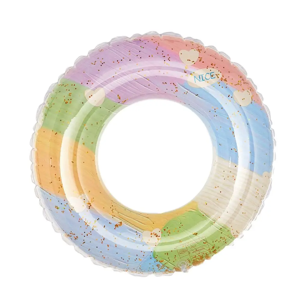 Creative Sequin Summer Swimming Ring Thickened PVC Cartoon Inflatable Swim Circle Safety Float Circle Cute Beach Pool Toys