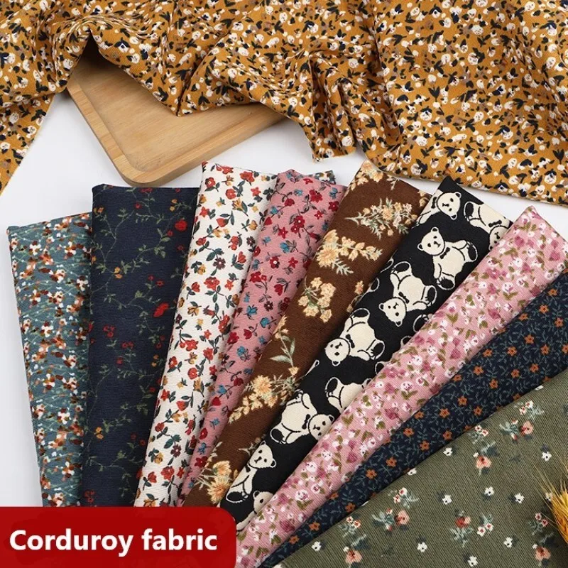 

Printed Corduroy Graffiti Fine Velvet Soft Flower Striped Mesh Fabric 145x50cm Dress DIY Clothing Sofa Bed Sheet Decoration