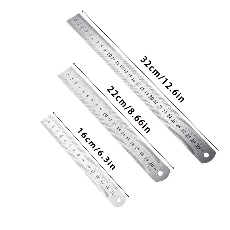 15/20/30cm Metal Scale Stainless Steel Straight Ruler Measuring Stationery Drafting Accessory Hand Tool School Office Supplies