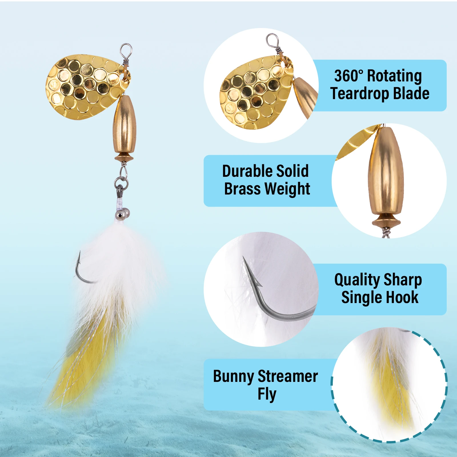 Spinner Bunny Streamer cola de gallo – Señuelo lubina y trucha - imagen 2