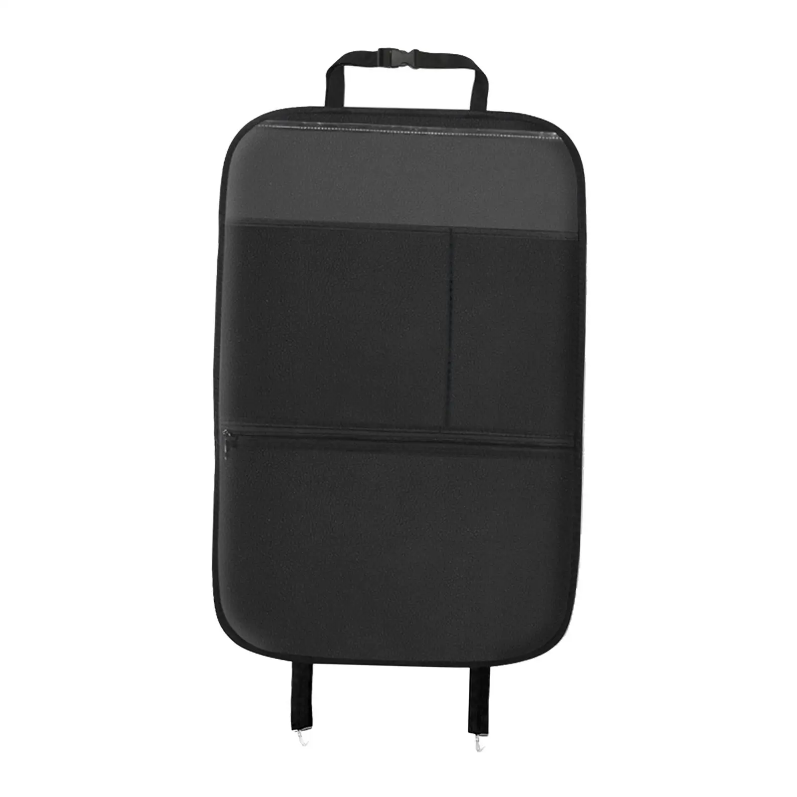PU Leather Back Seat Kick Mat Anti Kick Pad Car Seat Protector with Clear Phone Pocket for Camping Car Use