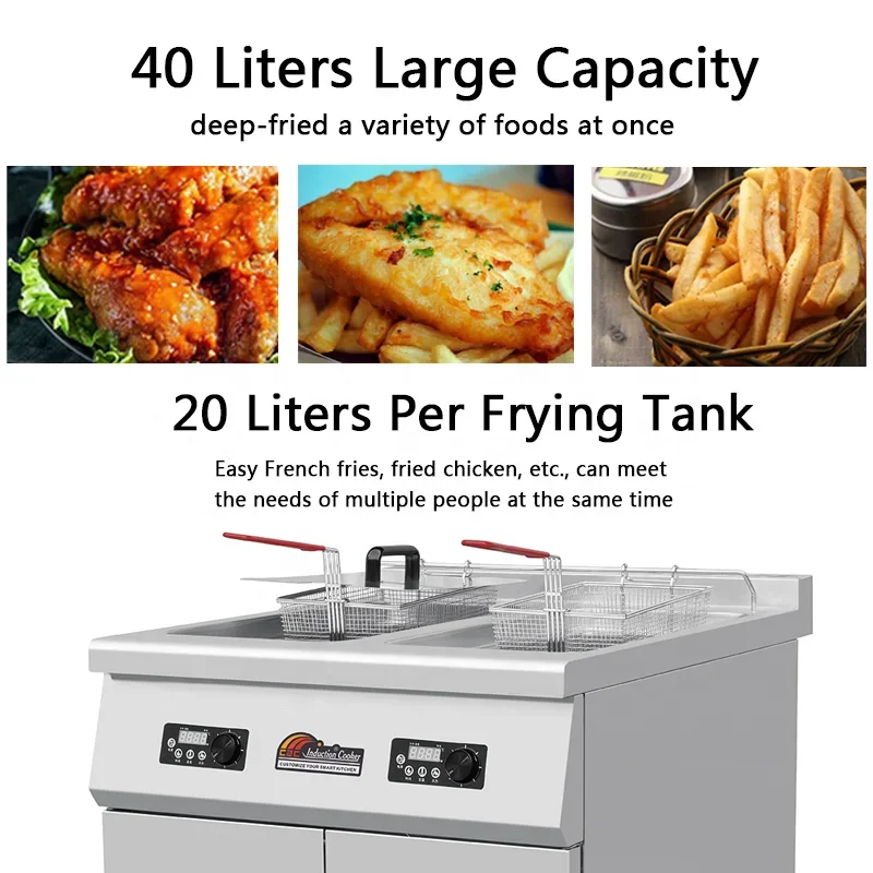 20* 2 L Restaurant Deep Frier Frying Machine Friteuse Friggitrice Double Tank Commercial Electrical Deep Fryer for Fried Chicken