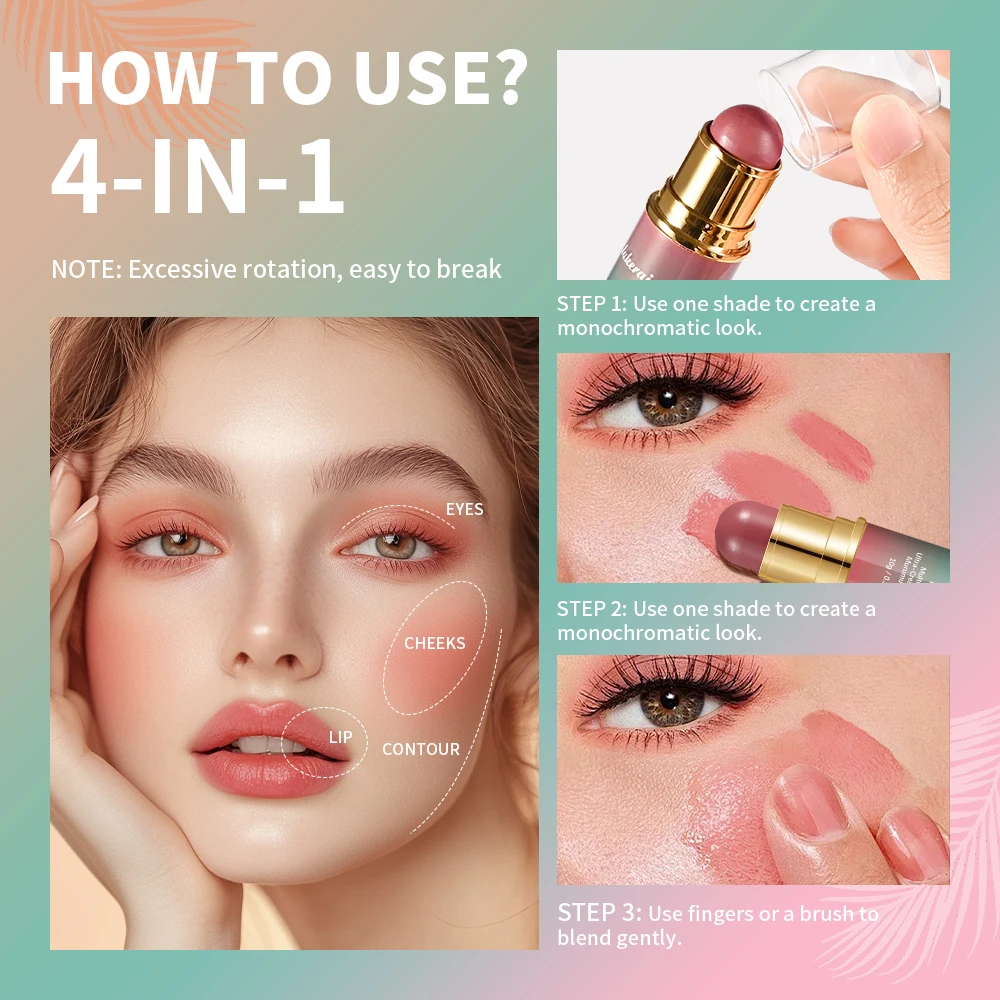 Lakerain Butter Glow & Go-palo de maquillaje multifuncional, contorno de ojos, labios y cara, resaltador de rubor sedoso de doble punta