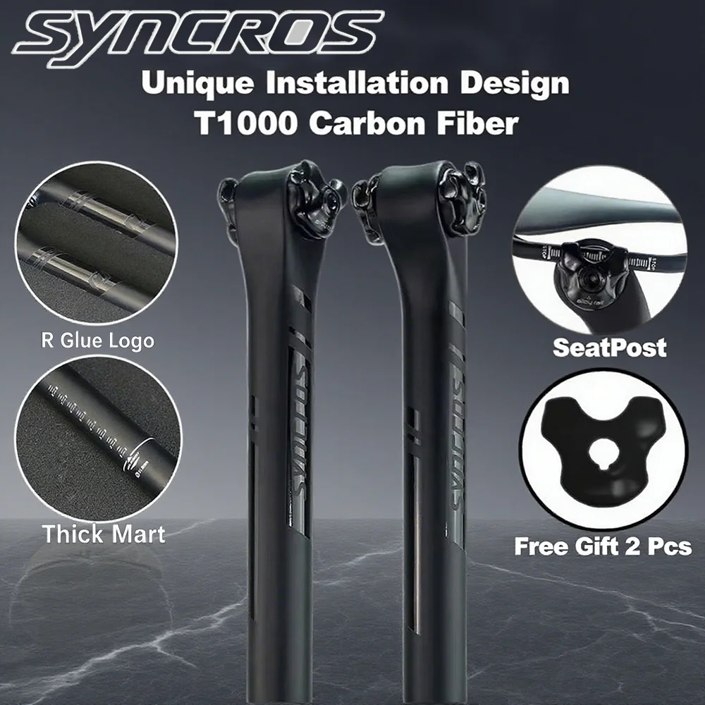

Syncros Carbon Seatpost Half Matte Half Gloss MTB Road Bike Seat Post 350mm/400mm Compatible with 27.2/30.8/31.6mm Bicycle Parts