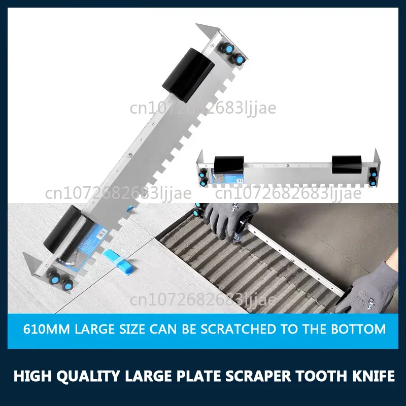 Multipurpose Home Wall Curved Handle Decorative Stainless Steel Extra Rectangular Notched Trowel for Large Size Ceramic Tiles