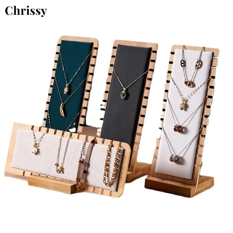 

Bamboo Jewelry Display Stand Necklace Display Stand Wooden Multiple Necklace Easel Showcase Display Holder for Necklaces