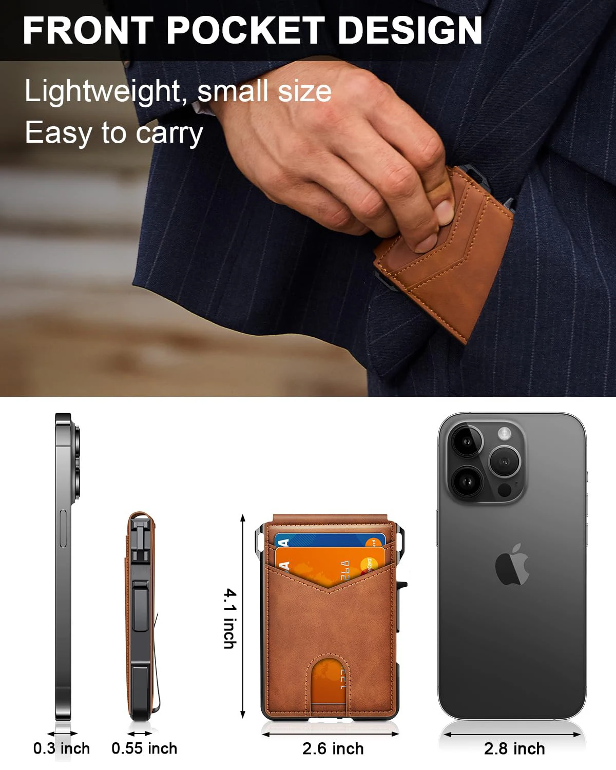 Bestseller Herren Minimalistischer Kartenhalter aus Kohlefaser für Pop-Up RFID-Geldbörse Diebstahlschutz & Anti-RFID Leder Metall Aluminium Geldklammer – Detail 4