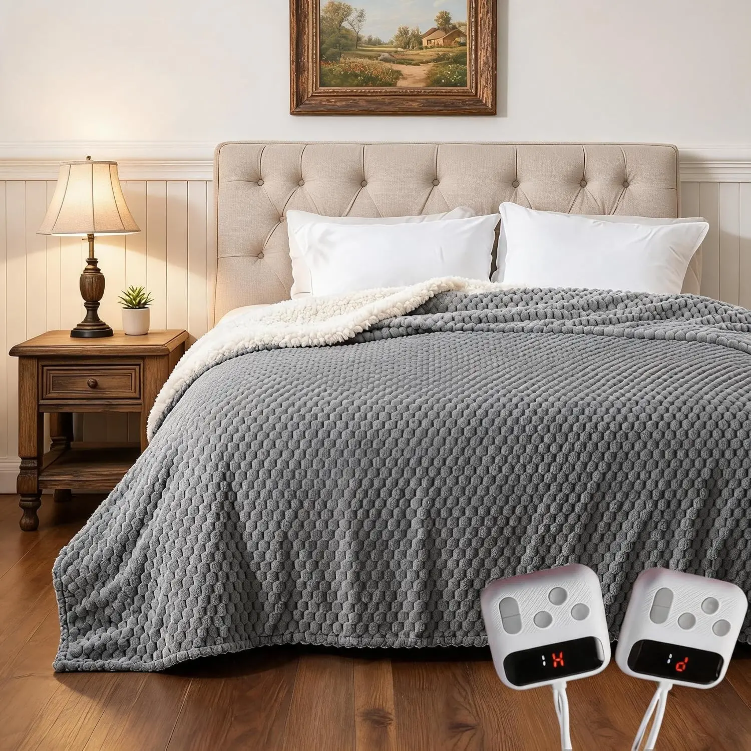 Garvee Heated Blanket Electric Blanket with 10 Heat Settings 9H Auto Shut Off Dual Control Fast Heating Soft Cozy Machine Washable Winter Gift for Home Office Nap ﻿