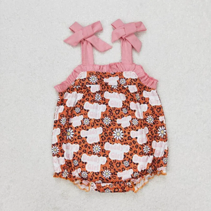 X12.24 SR0917 Wholesale baby girl summer romper daddy's girl leopard print suspender Rompers