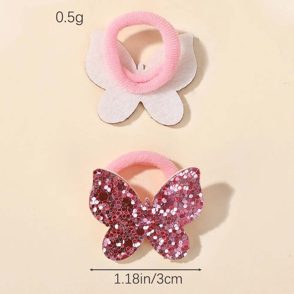20 pièces/ensemble filles paillettes papillon enfants Mini bandeaux sans danger cheveux dessin animé serviette corde élastique pour queue de cheval élastique chapeaux