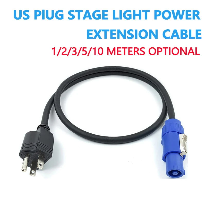 

US Plug Stage Light Power Extension Cable 3x0.75mm² | Power Cord for LED Par Can, Beam, and Moving Head Lighting Fixtures