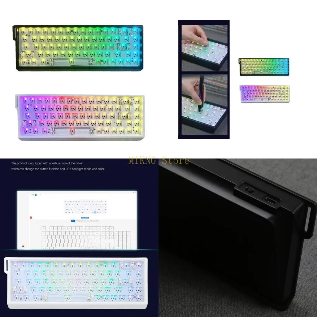 68 Keyboard DIY GMK68 Triple Mode Connection Color North Facing LEDs Washer Structure for PC Keypad Best Sale