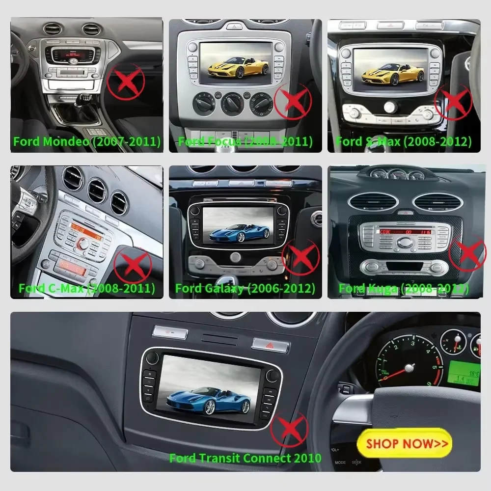 Android 15 Car Radio For Ford Focus 2007 Mondeo S-max C MAX Kuga Galaxy Fiesta Transit Fusion 7
