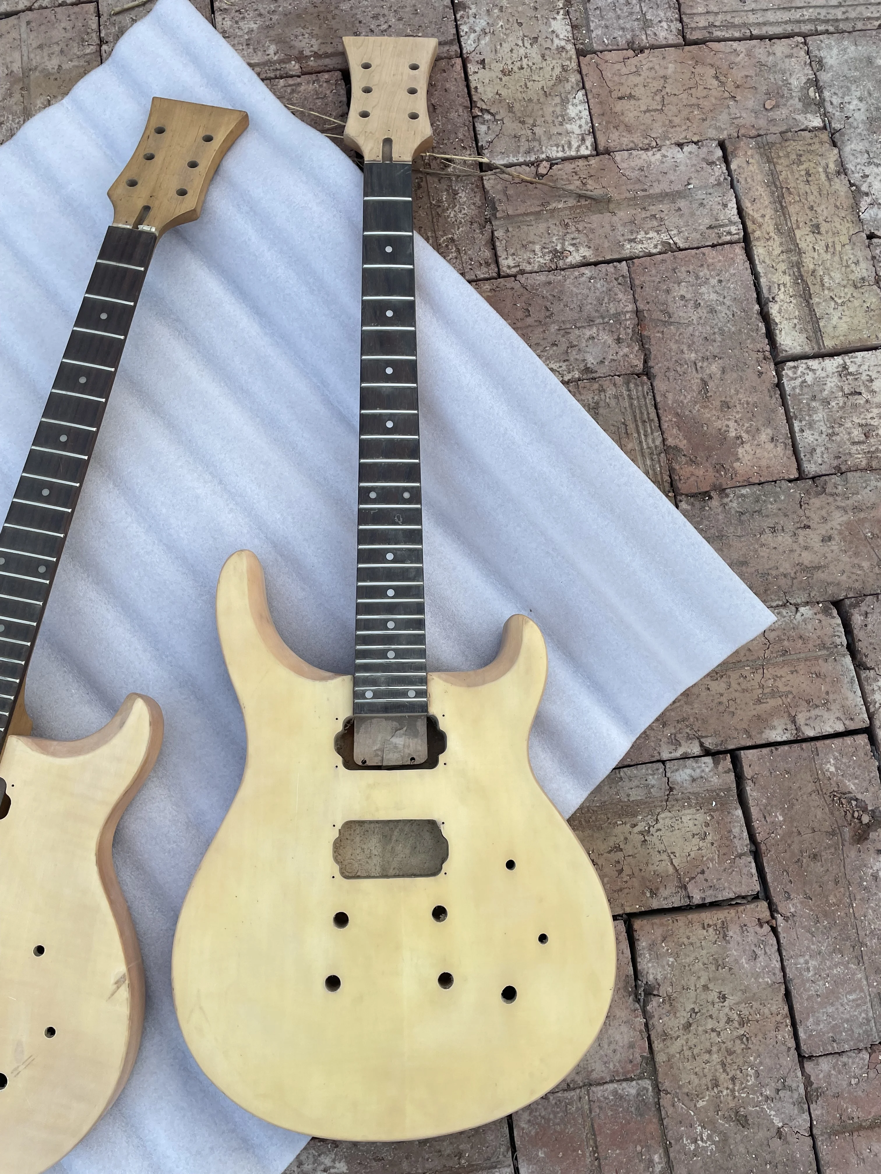 Semi-finished Electric Guitar, Neck and Body Guitar Kit, DIY Part Stock, Real Photo, White Blank Guitar, High Quality, 1 Set