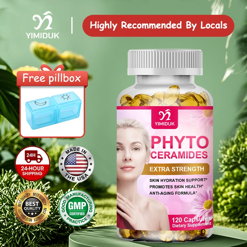 

High Potency Phyto Ceramides Capsules, with Vitamin C & E, Support Anti-Aging, Fights Wrinkles & Restores Skin Elasticity, Vegan