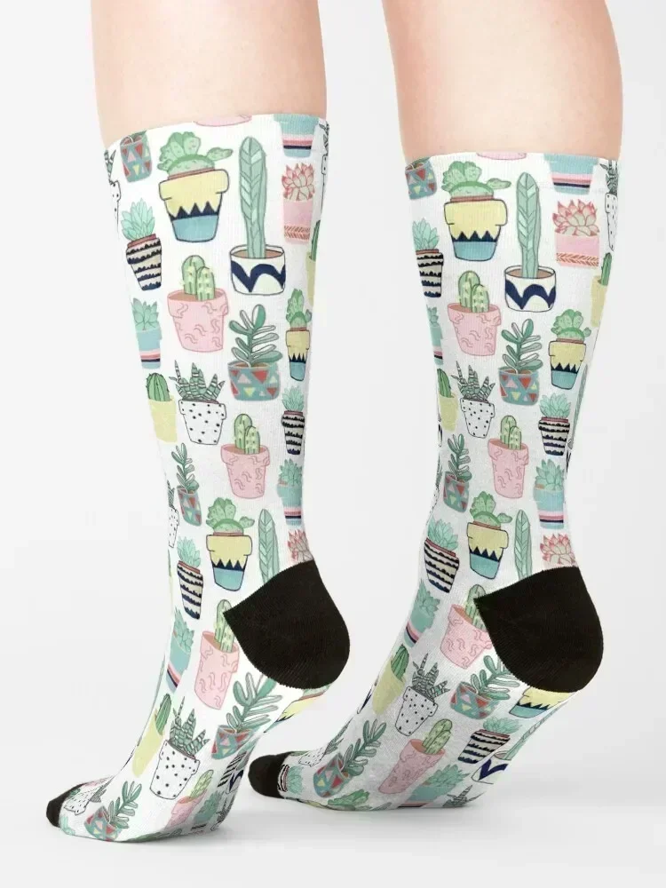 Cute Cacti in Pots Socks cartoon fashionable short summer Boy Child Socks Women's