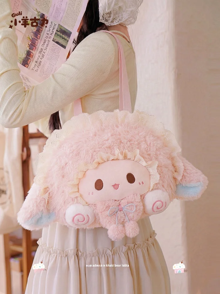 adorable-pink-big-face-plush-doll-double-shoulder-backpack-lolita-gift-youth-casual-travel-school-commute-soft-zipper-closure