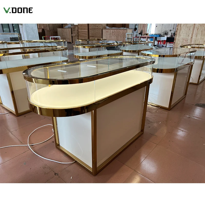 [Customized] customized fashion jewelry store interior design furniture display glass showcase cabinets jewellery shop counter