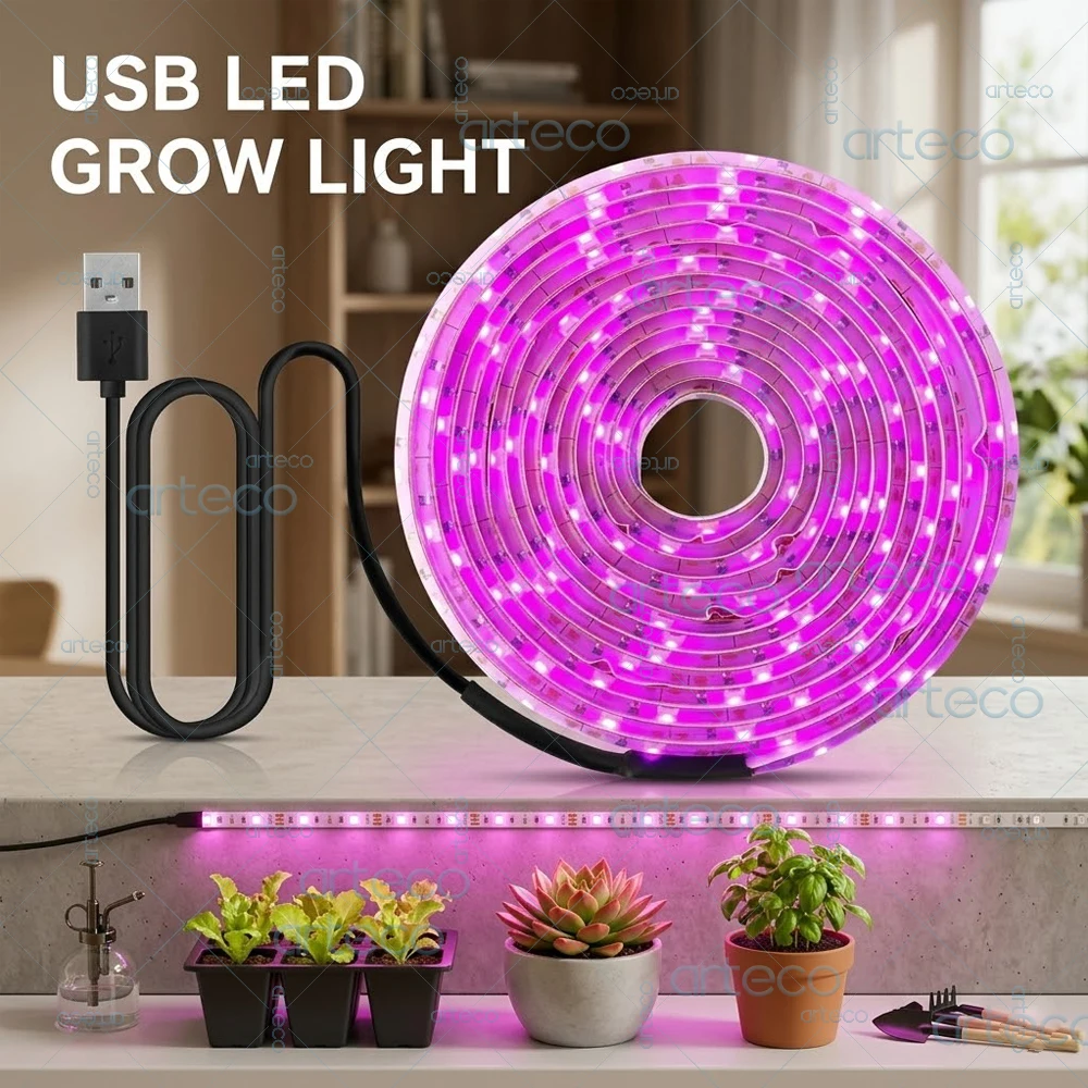 LED-Wachstumslampe Vollspektrum 5V USB Wachstumsleuchte 2835 Chip LED Pflanzenlampe für Pflanzen Blumen Setzlinge Gewächshaus Hydroponik