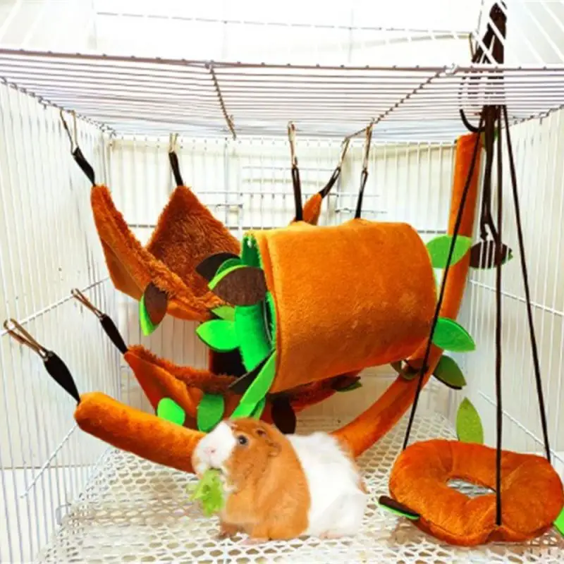 Hanging Hamster Hammock Warm Plush Cotton Rat Bed House Small Animal Cage Rodents Guinea Pig Cage Double-layer Nest Pet Supplies