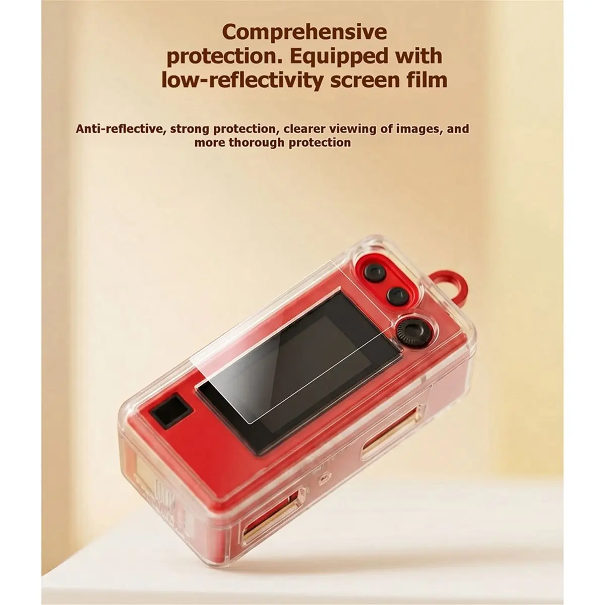 Protective Case for Charmera Keychain Digital Camera with Tempered Glass Screen Shockproof Case