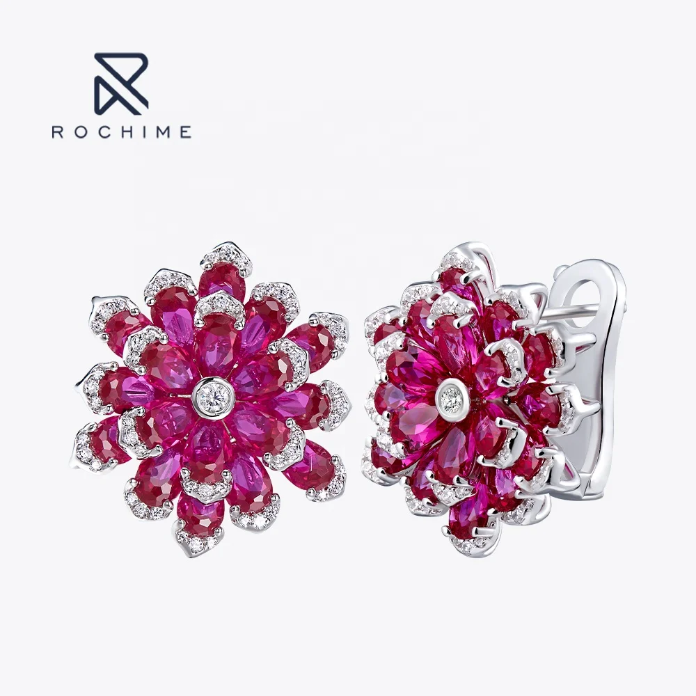 Rochime Fashion Eternal Flower Customized Cz Stud Earrings S925 Silver Gold Plated 5a Zircon Fine Jewelry For Women