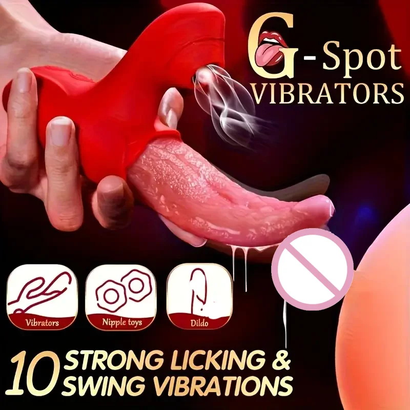Powerful Sucking Rose Vibrator for Women With Tongue Licking Clitoral Stimulation Nipples Massager Female Adult Goods Sex Toys