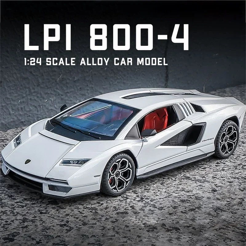 

1:24 Lamborghini Countach LPI 800-4 Alloy Car Model Diecast Car Sound Light Car Lovers Collection Kids Birthday Gift Metal Toys