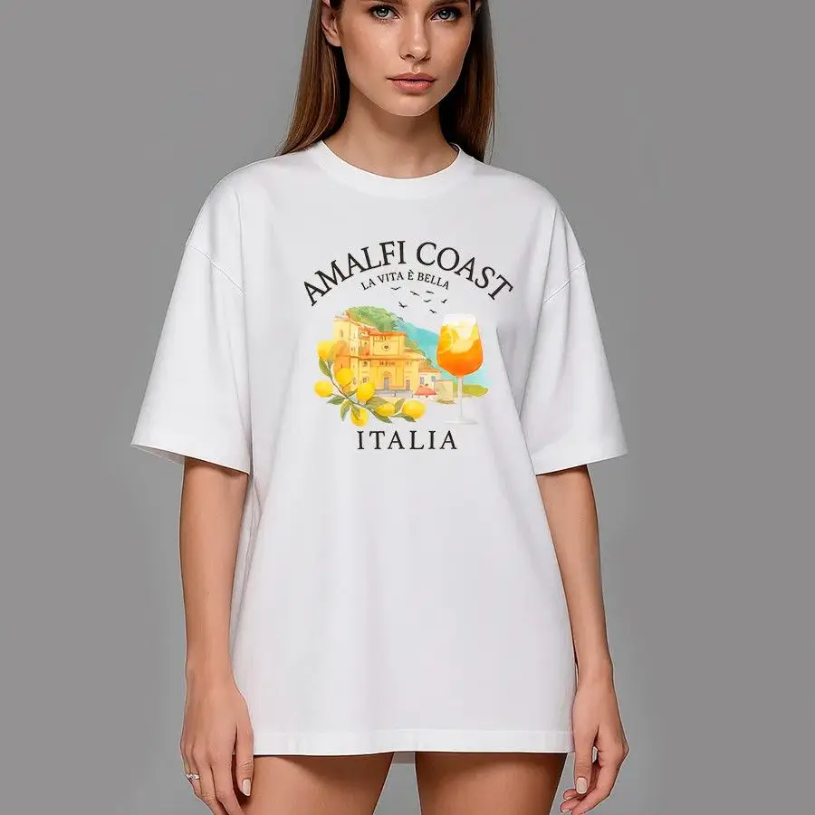 

Fruit Letter Pattern Korean-style Wide Women's Pure Cotton Loose and Laid-back Off-the-beaten-path T-shirt Top