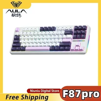 AULA F87 Pro 기계식 키보드, 무선 87 키 RGB Pbt 스페이서, 사일런트 풀 키 게임용 키보드, 2.4g, USB, 블루투스 3 모드 