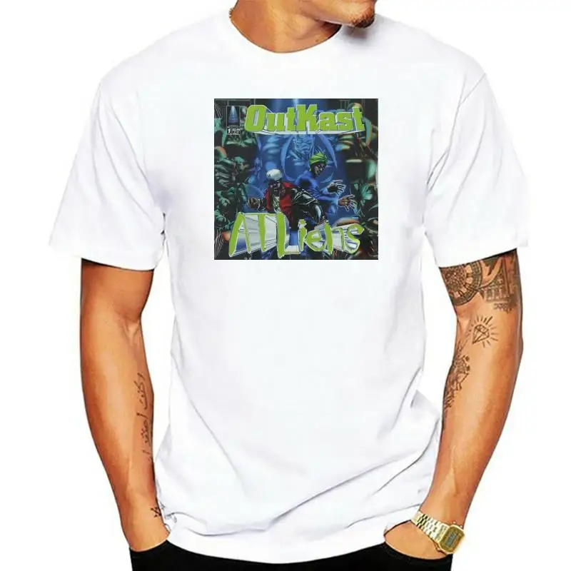 Fashion Vintage Outkast Atliens Hip Hop T-Shirt Men Cotton Tees Streetwear