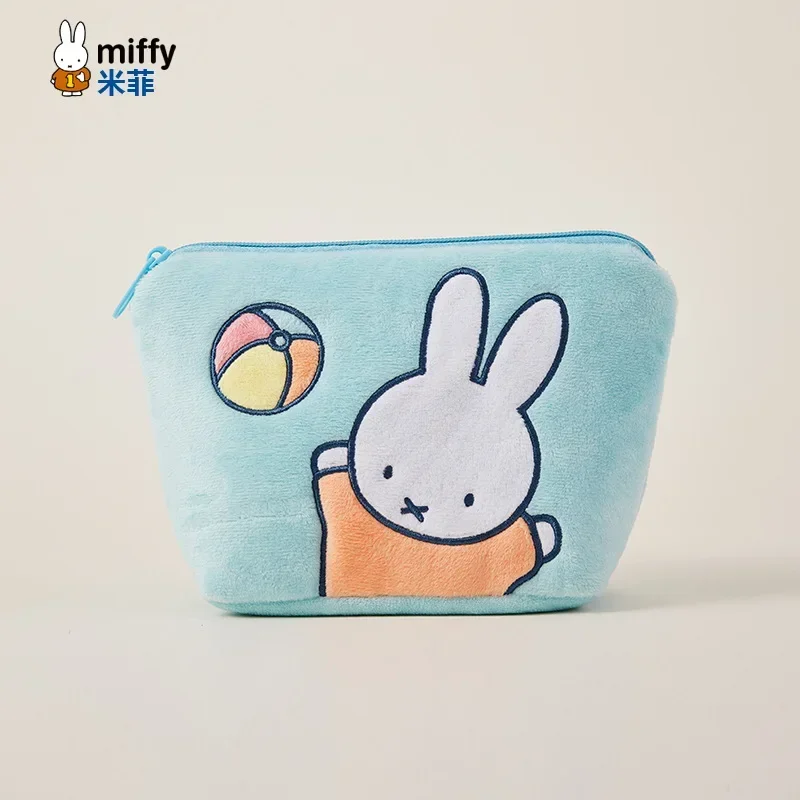 Bolsa de maquiagem de pelúcia Kawaii para meninas, bolsa compacta portátil de pequena escala, linda bolsa de moedas, bordado de anime, Miffy, nova