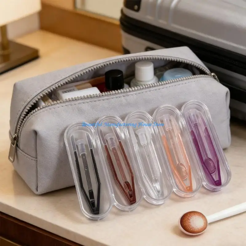 E56A 20PCS Contact Lenses Applicator Wearing Tool with Tweezers and Remover Suction Cup Set for Convenience Travel Use