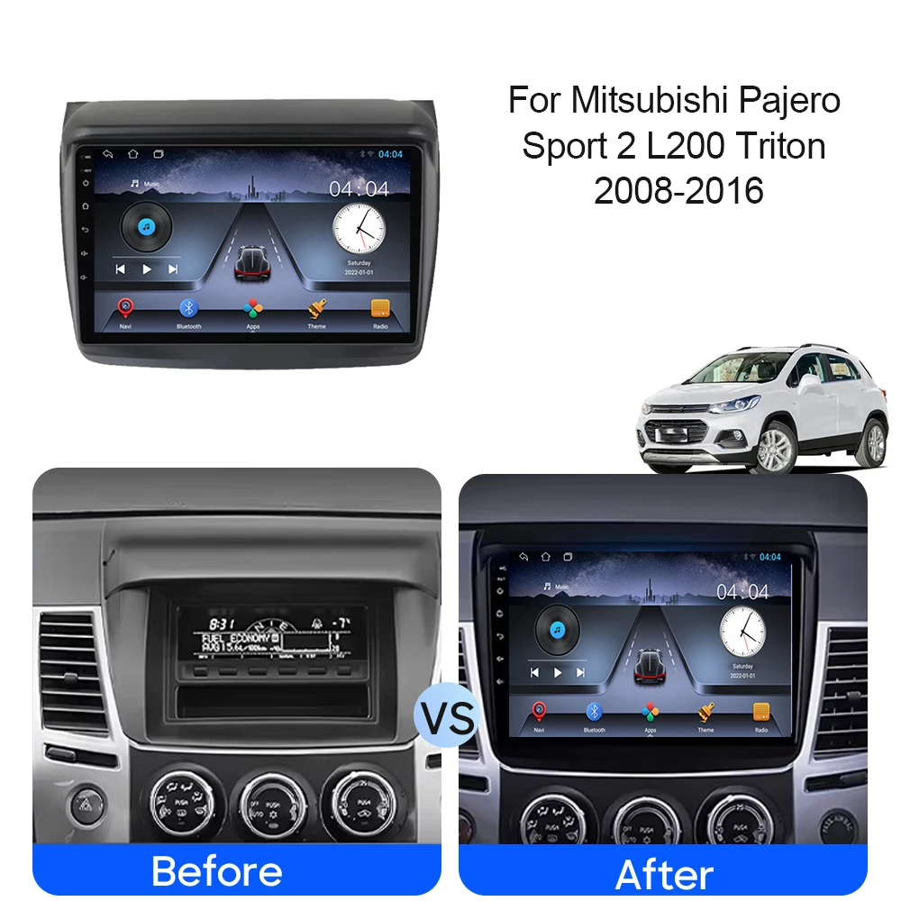 Android 14 For Mitsubishi Pajero Sport 2 L200 Triton 2008-2016 Car Radio Multimedia Player Navigation Stereo GPS 5G NO 2 DIN DVD