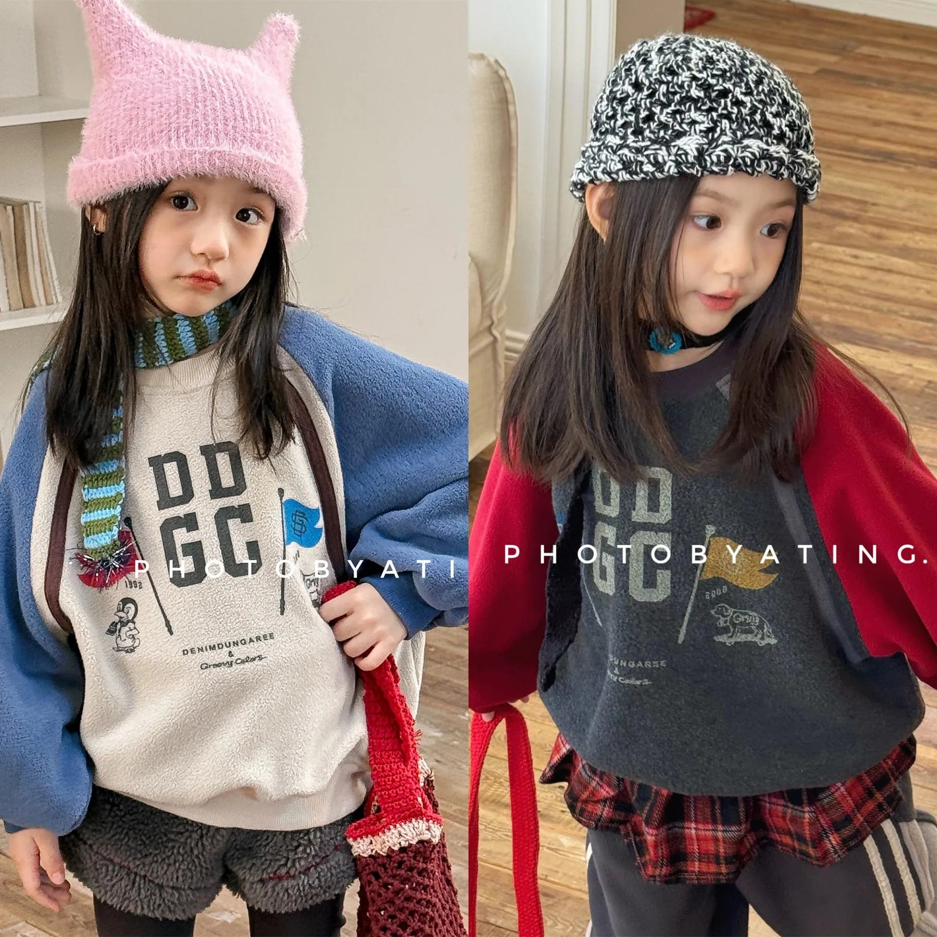 Children's Pullover 2026 Autumn and Winter New Korean Baby Girl's Fleece Sweater 1-7Year Boy's Casual Pullover Tops
