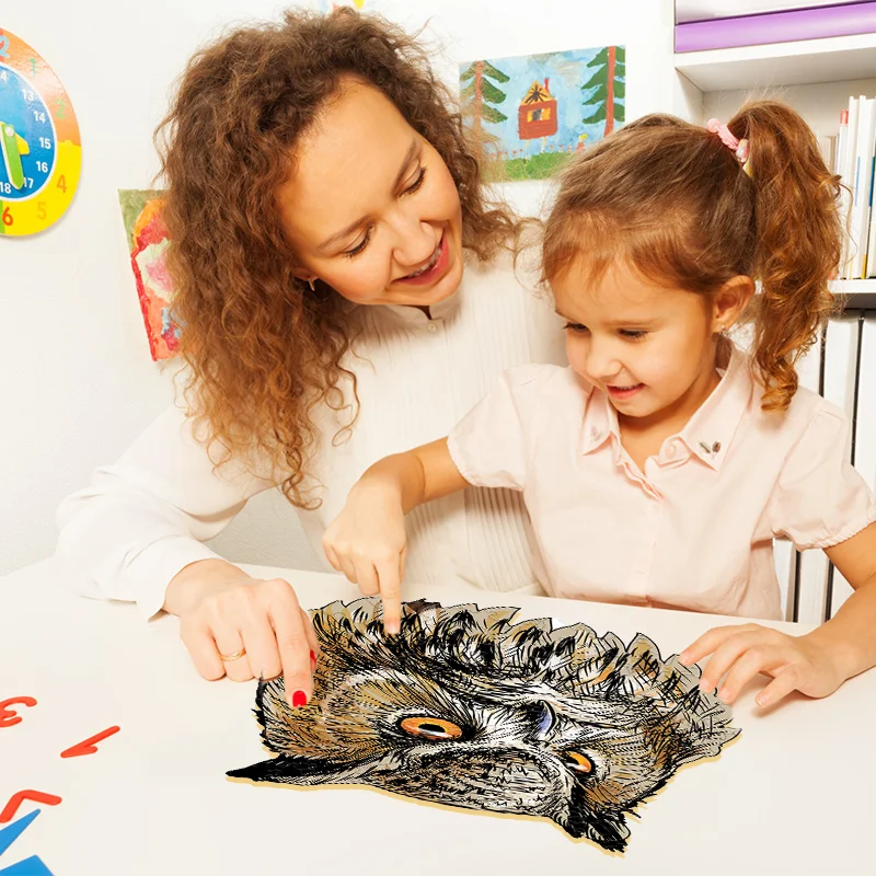 Animale Gufo Puzzle educativo in legno Giocattolo educativo Gioco interattivo genitore-figlio Regalo di festa