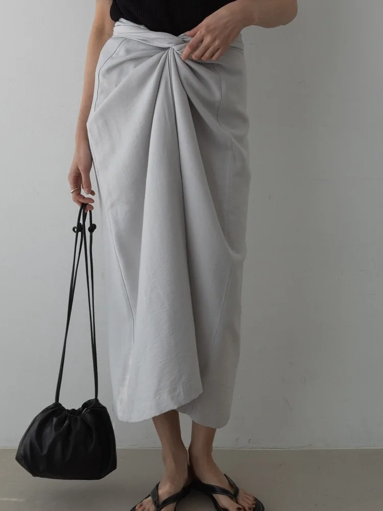 

Шикарная утягивающая юбка-миди с высокой талией в стиле ретро для женщин, универсальная юбка-миди с поясом, длина для поездок на работу, чистый цвет