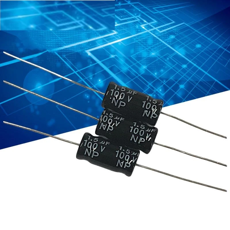 10PCS treble crossover 1.5uf horizontal axial NP non-polar electrolytic capacitor 100v 1.5uf 8X17mm