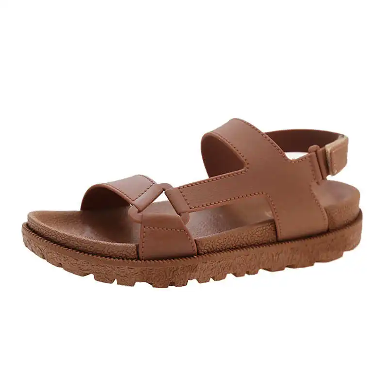 

Летние пляжные сандалии Faion, женские повседневные слипоны с глубоким вырезом в римском стиле, кожаные туфли из ЭВА на плоской подошве с круглым носком