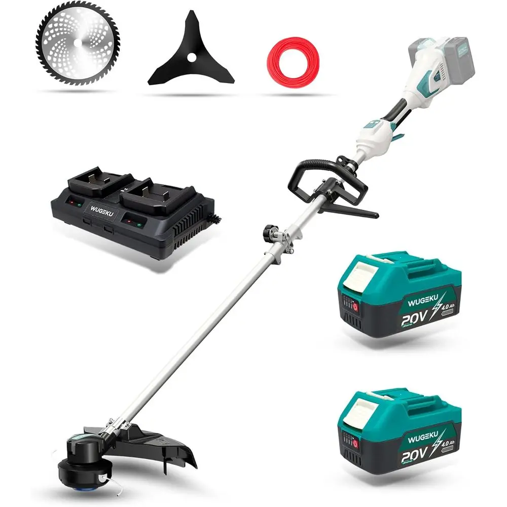 40V 14" BrushlCordlString Trimmer, .095" Dual Line Bump eed, 2X 4.0Ah Batteries, its 18V LXT Tools, Dual , Battery Weed Wacker o
