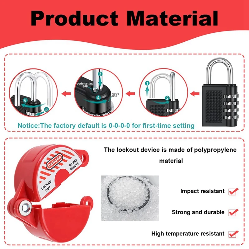 Hot-2Pack Gate Valve Lockout Device With Coded Lock For 1 To 2-1/2In Gate Valve Handles Gate Valve Lockout Water Spigot Lock