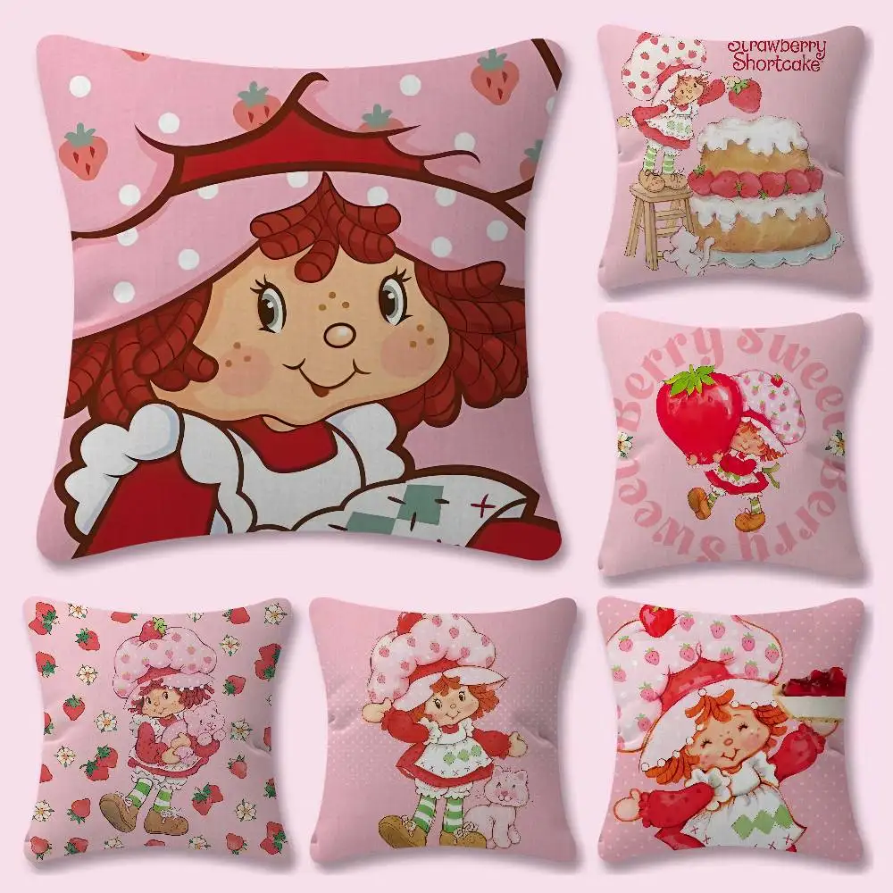 Cute Cartoon Strawberry S-Shortcake Mini 45*45cm Cushion Cover Pillow Cover Decor Pillowcase Home Pillowcase For Couch Pillow